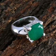 Green Onyx Solitaire Italian 925 Silver Green Gemstone Chunky antique Ring Jewelry