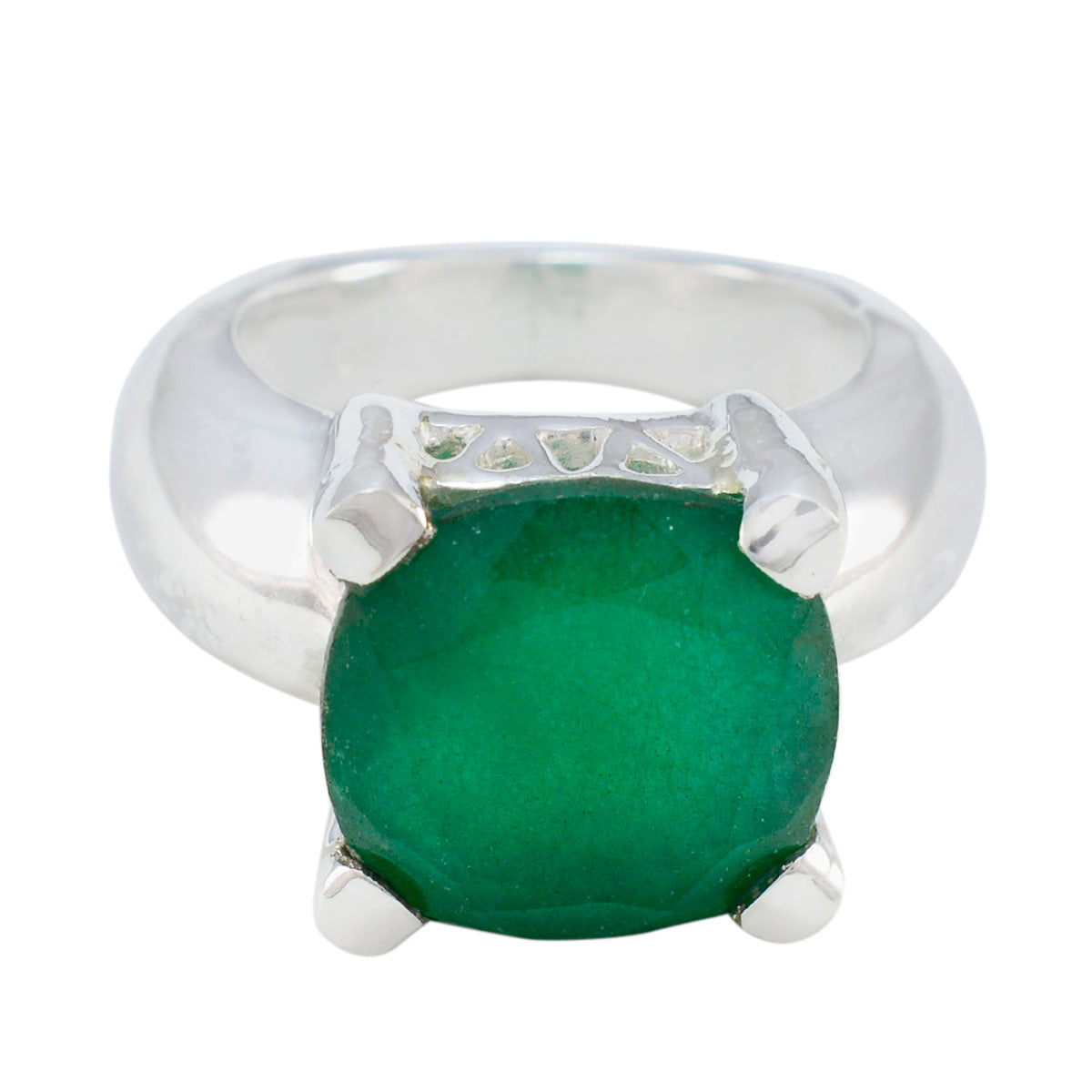 Grüner Onyx Solitär Italienischer 925 Silber Grüner Edelstein Klobiger antiker Ring Schmuck Zweitbild