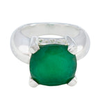 Green Onyx Solitaire Italian 925 Silver Green Gemstone Chunky antique Ring Jewelry