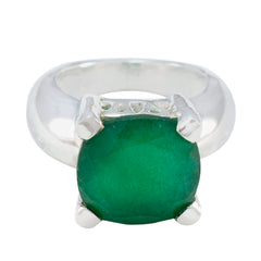 Green Onyx Solitaire Italian 925 Silver Green Gemstone Chunky antique Ring Jewelry