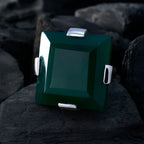 Green Onyx Solitaire Spanish Silver Green Gemstones Chunky Armor Ring Jewelry