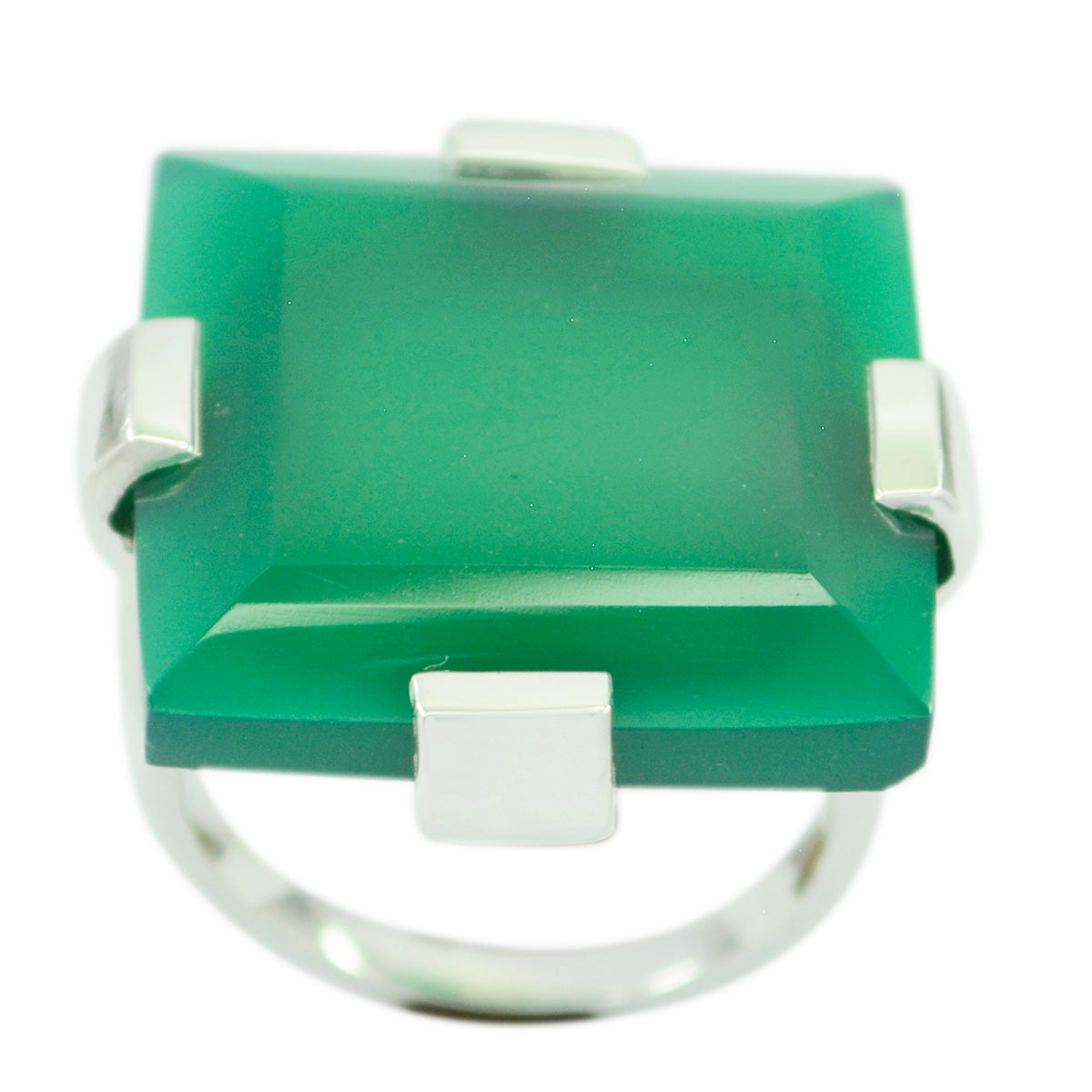 Green Onyx Solitaire Spanish Silver Green Gemstones Chunky Armor Ring Jewelry Hoofdafbeelding
