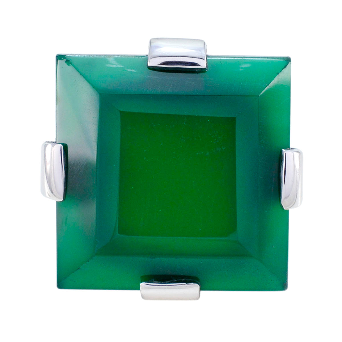 Green Onyx Solitaire Spanish Silver Green Gemstones Chunky Armor Ring Jewelry