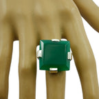 Green Onyx Solitaire Spanish Silver Green Gemstones Chunky Armor Ring Jewelry