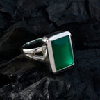 Green Onyx Solitaire Italian 925 Silver Green Gemstone Edgy Trendy Ring Jewellery