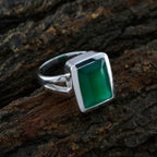 Green Onyx Solitaire Italian 925 Silver Green Gemstone Edgy Trendy Ring Jewellery