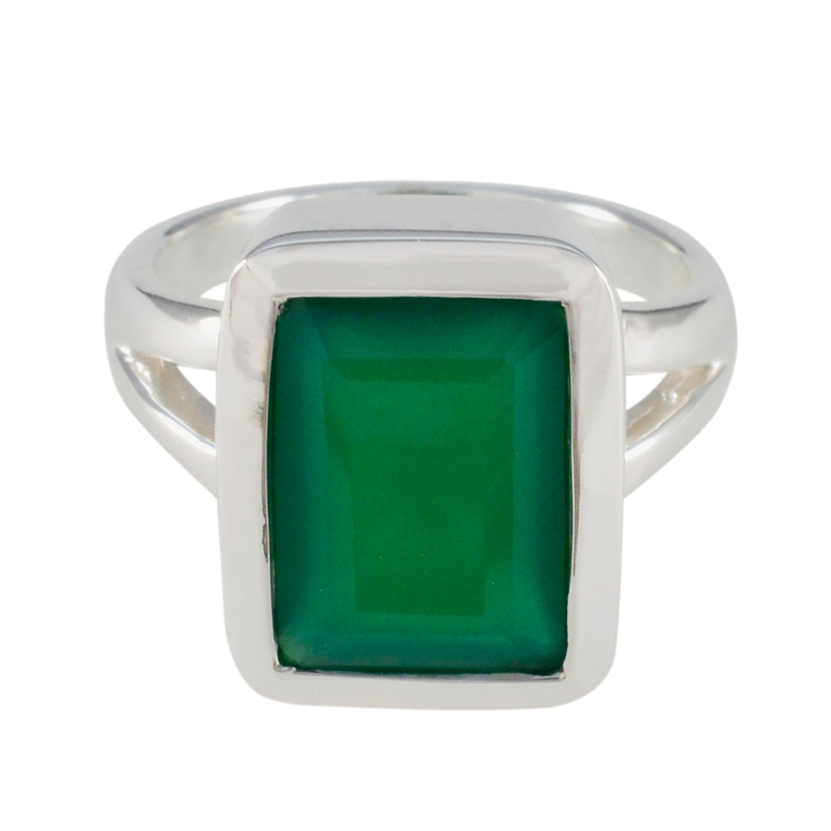 Green Onyx Solitaire Italian 925 Silver Green Gemstone Edgy Trendy Ring Jewellery Imagen principal del producto