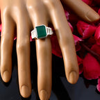 Green Onyx Solitaire Moroccan 925 Sterling Silver Green Gems Mid weight Signet Ring Jewellery