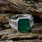 Green Onyx Solitaire Moroccan 925 Sterling Silver Green Gems Mid weight Signet Ring Jewellery