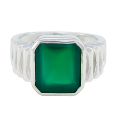 Green Onyx Solitaire Moroccan 925 Sterling Silver Green Gems Mid weight Signet Ring Jewellery