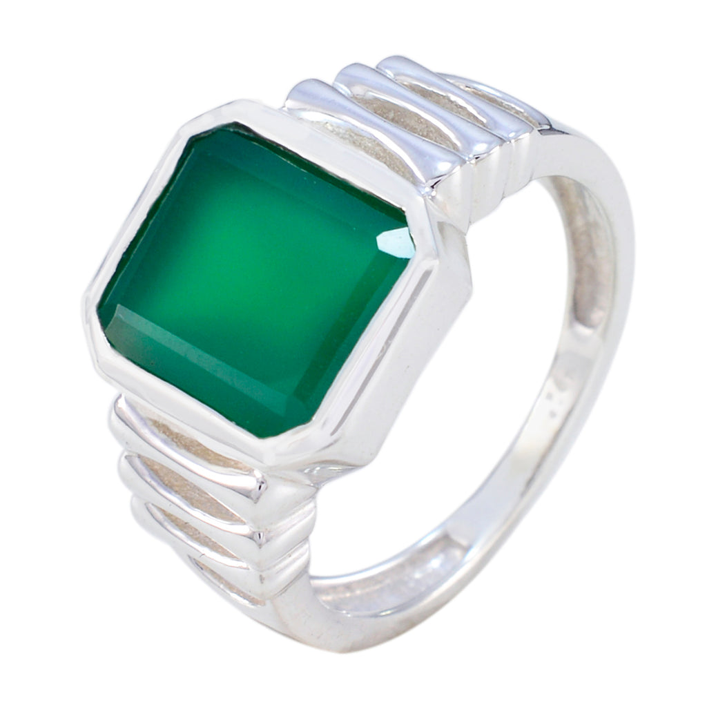 Green Onyx Solitaire Moroccan 925 Sterling Silver Green Gems Mid weight Signet Ring Jewellery