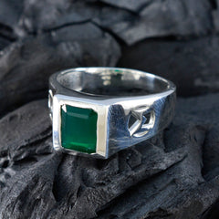 Green Onyx Solitaire Indian 92.5 Silver Green Gemstone Versatile Modern Ring Jewellery