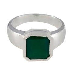 Green Onyx Solitaire French 92.5 Silver Green Gems Eye catching Trendy Ring Jewelry
