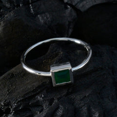 Green Onyx Solitaire Korean 925 Sterling Silver Green Gemstone Elegant  Contemporary Ring Jewellery