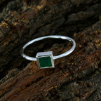 Green Onyx Solitaire Korean 925 Sterling Silver Green Gemstone Elegant  Contemporary Ring Jewellery