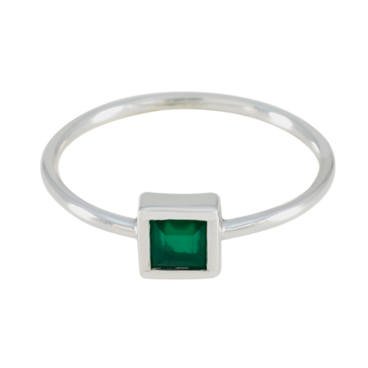 Green Onyx Solitaire Korean 925 Sterling Silver Green Gemstone Elegant  Contemporary Ring Jewellery
