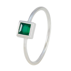 Green Onyx Solitaire Korean 925 Sterling Silver Green Gemstone Elegant  Contemporary Ring Jewellery