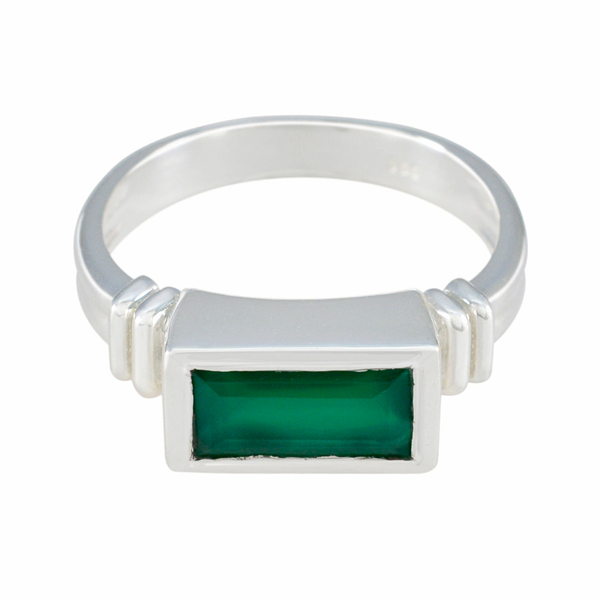 Green Onyx Solitaire Egyptian 92.5 Silver Green Gemstone Minimal Artisan Ring Jewellery Hoofdafbeelding