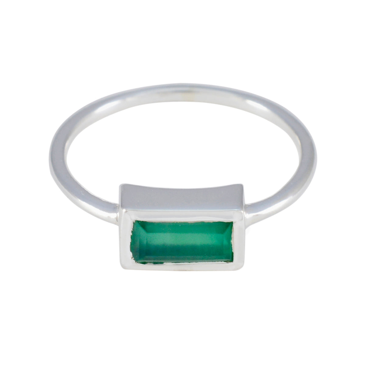 Green Onyx Solitaire American Silver Green Gemstone Delicate Romantic Ring Jewellery