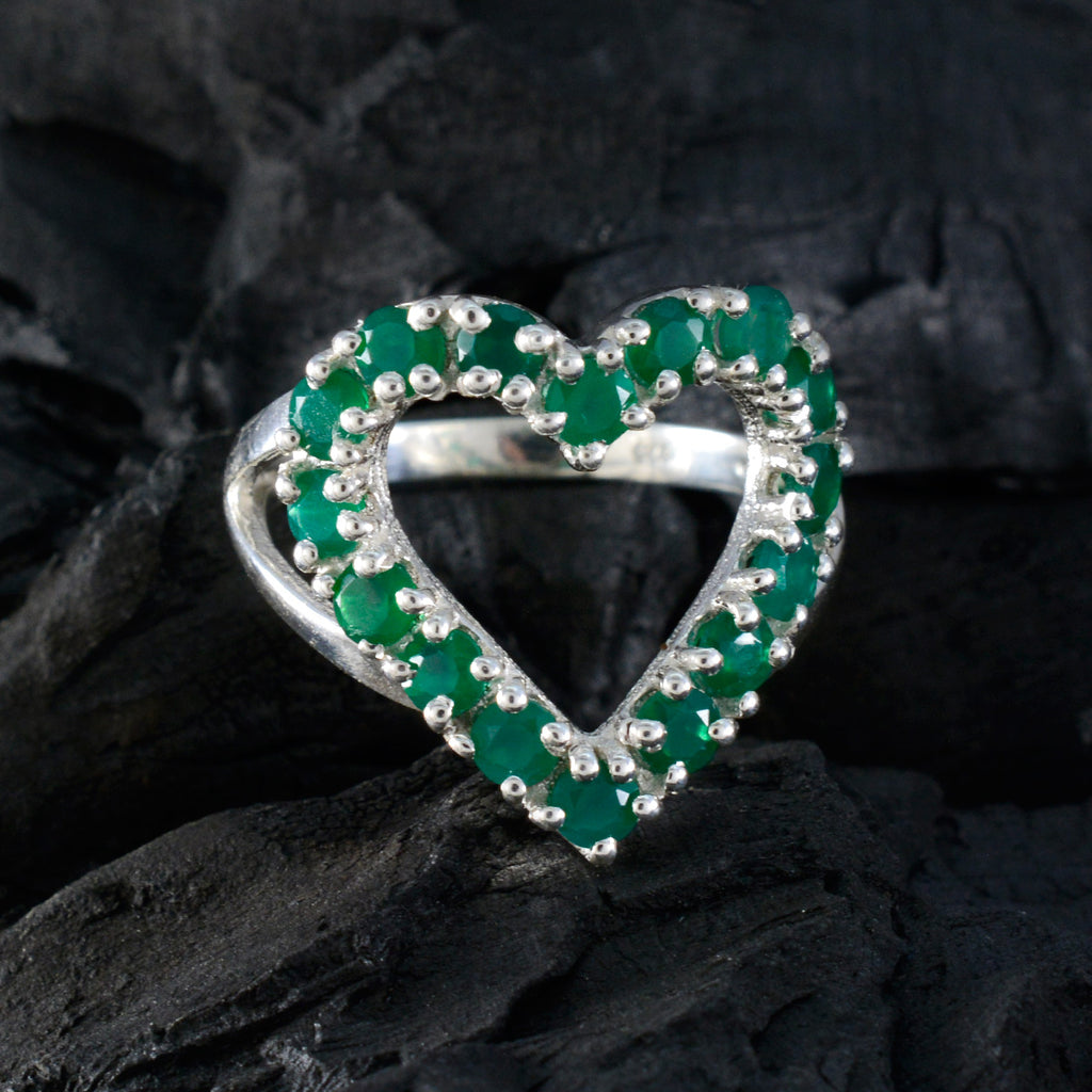 Green Onyx multiple French Silver Green Gemstone Slim Fairytale Ring Jewelry