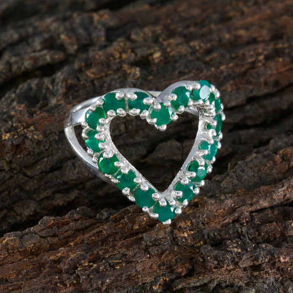 Green Onyx multiple French Silver Green Gemstone Slim Fairytale Ring Jewelry