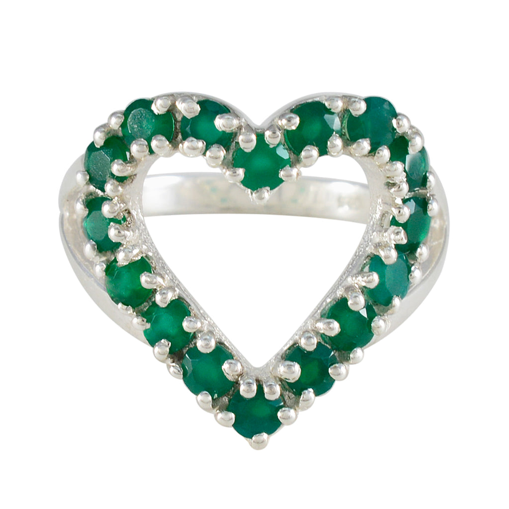 Green Onyx multiple French Silver Green Gemstone Slim Fairytale Ring Jewelry
