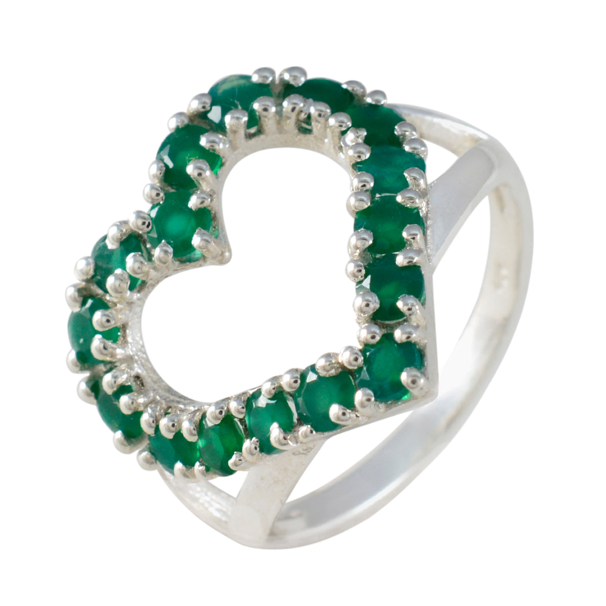 Green Onyx multiple French Silver Green Gemstone Slim Fairytale Ring Jewelry