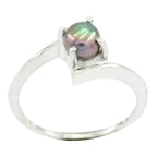 Pearl Solitaire Korean 92.5 Silver White Gemstone Dainty Glamorous Ring Jewelry