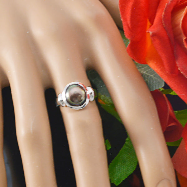 Pearl Solitaire Egyptian 92.5 Silver White Gemstones Slim Modern Ring Jewellery