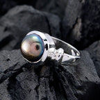 Pearl Solitaire Egyptian 92.5 Silver White Gemstones Slim Modern Ring Jewellery