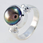 Pearl Solitaire Egyptian 92.5 Silver White Gemstones Slim Modern Ring Jewellery