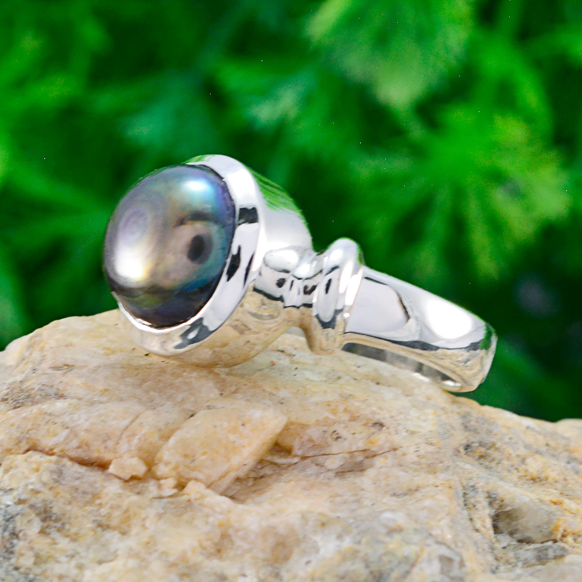 Pearl Solitaire Egyptian 92.5 Silver White Gemstones Slim Modern Ring Jewellery