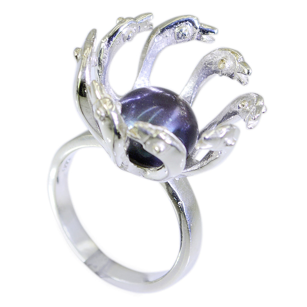 Pearl Solitaire Spanish 92.5 Silver White Gemstone Edgy Modern Ring Jewellery