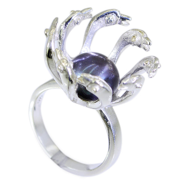Pearl Solitaire Spanish 92.5 Silver White Gemstone Edgy Modern Ring Jewellery