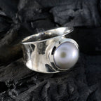 Grey Pearl Solitaire Italian Silver Gray Gems Edgy Armor Band Jewelry