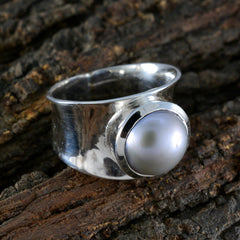 Grey Pearl Solitaire Italian Silver Gray Gems Edgy Armor Band Jewelry