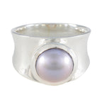 Grey Pearl Solitaire Italian Silver Gray Gems Edgy Armor Band Jewelry