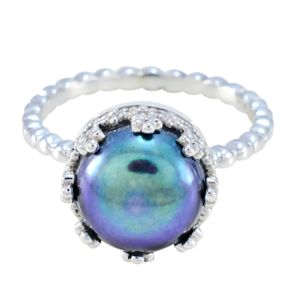 Pearl Solitaire French 925 Sterling Silver White Gemstone Slim Abstract Ring Jewelry