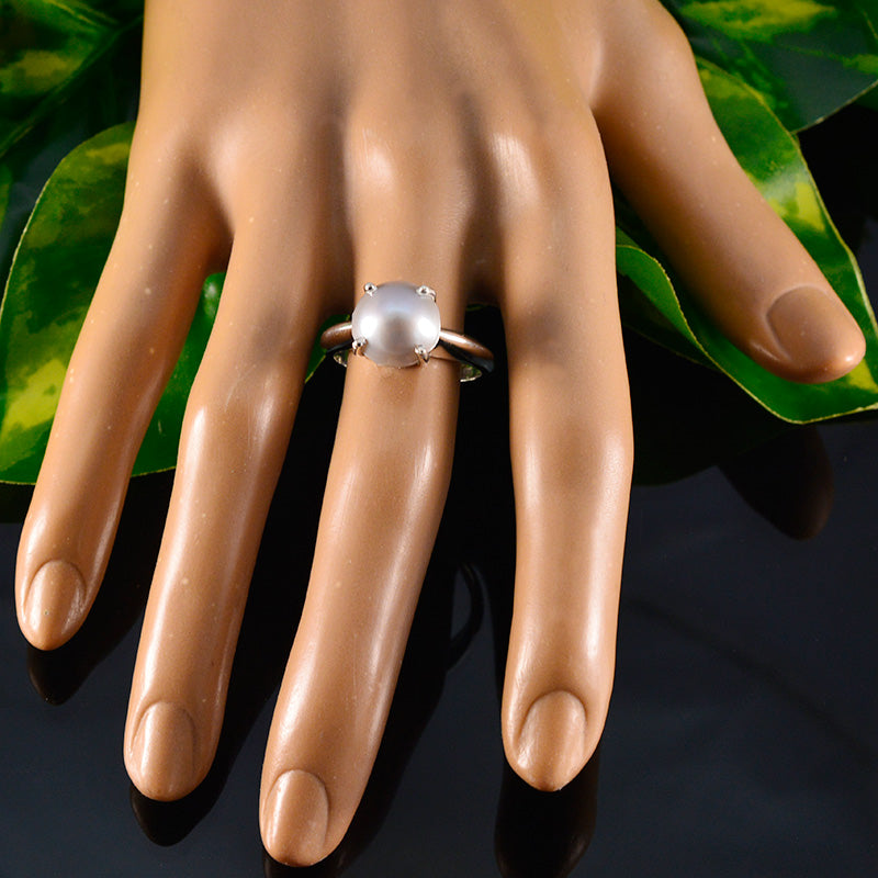 Grey Pearl Solitaire Russian 92.5 Silver Gray Gemstones Tiny Modern Ring Jewelry