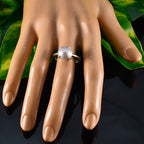 Grey Pearl Solitaire Russian 92.5 Silver Gray Gemstones Tiny Modern Ring Jewelry