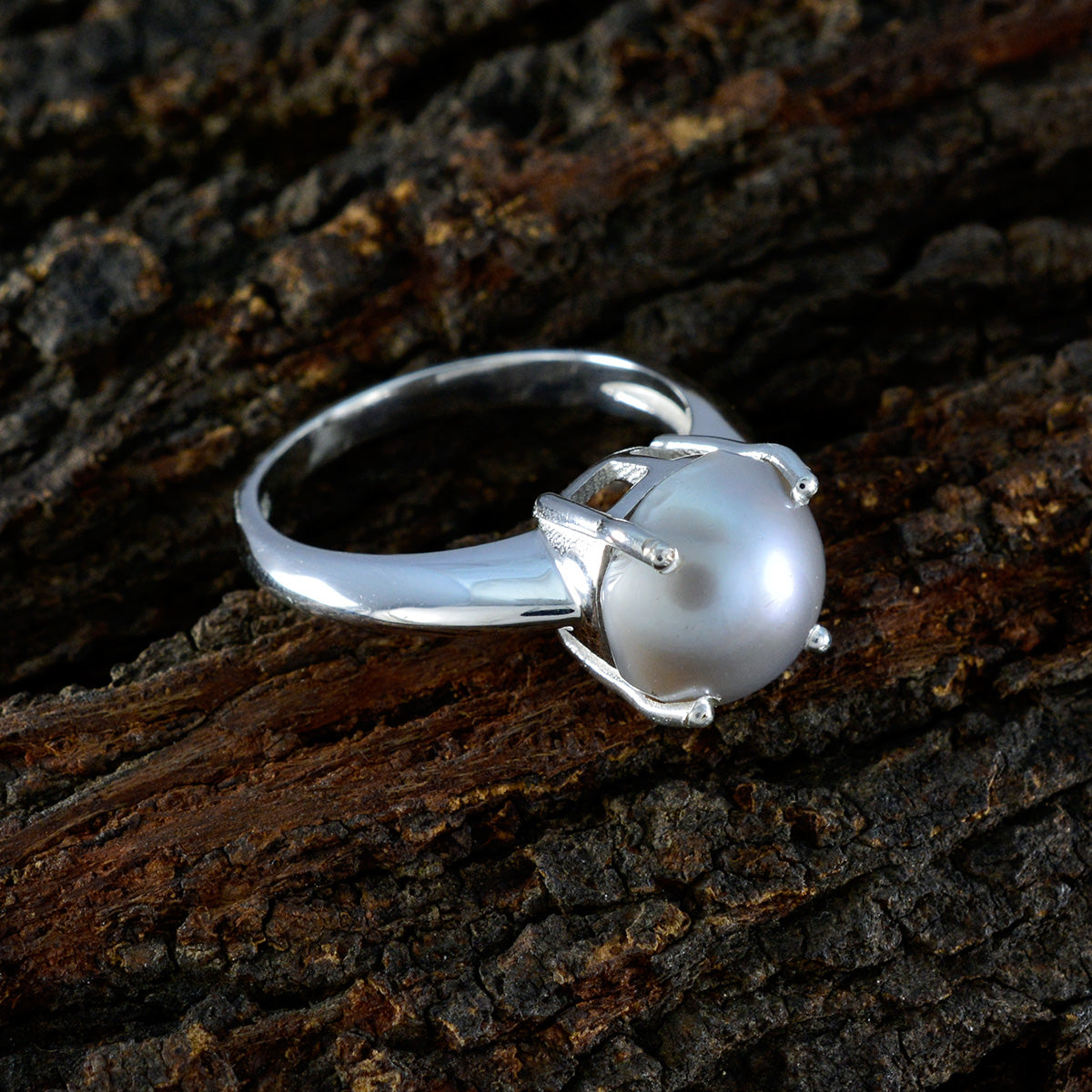 Grey Pearl Solitaire Russian 92.5 Silver Gray Gemstones Tiny Modern Ring Jewelry