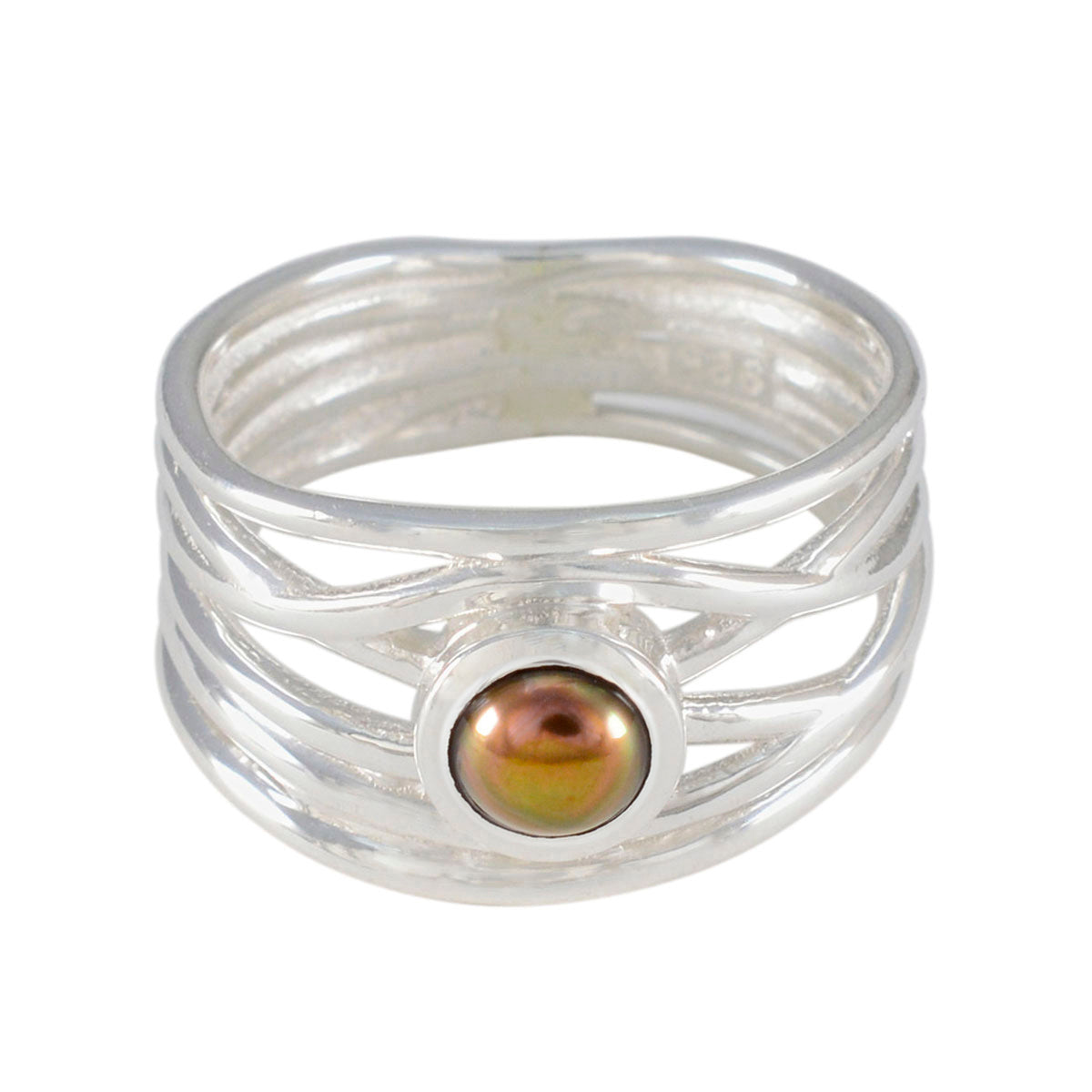 Grey Pearl Solitaire Spanish Sterling Silver Gray Gemstone Eye catching Rope Wire Band Jewellery