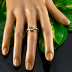 Rutile Quartz Solitaire American 925 Silver Yellow Gemstones Dainty Feminine Ring Jewelry