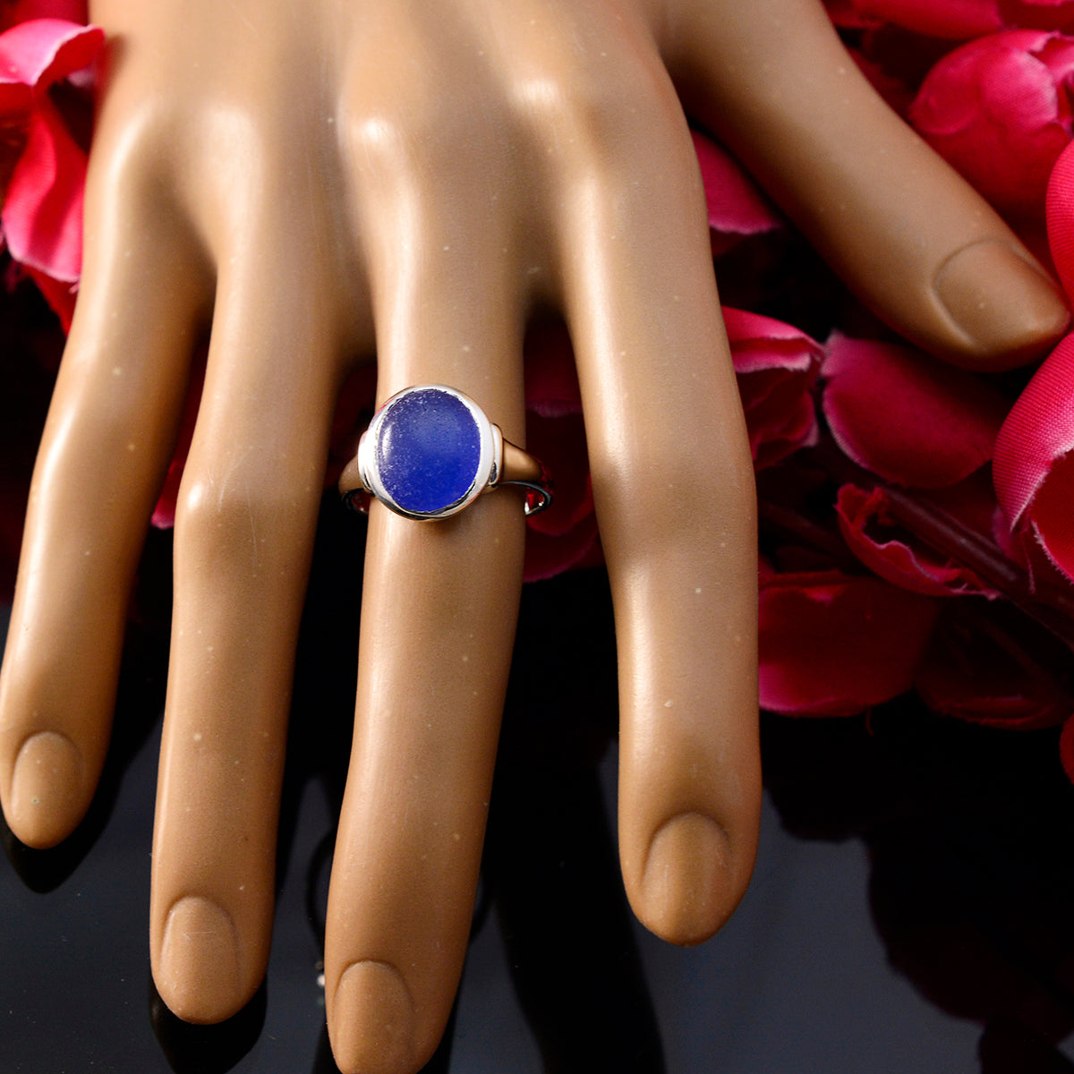 Indian Blue Sapphire Solitaire African 92.5 Silver Blue Gemstones Minimal Modern Ring Jewelry