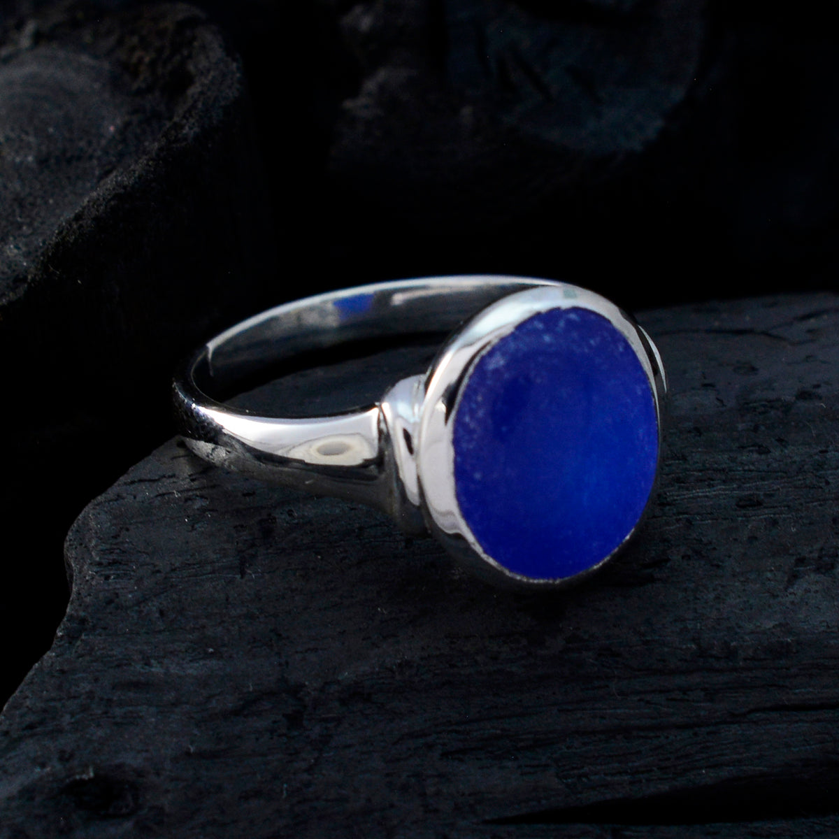 Indian Blue Sapphire Solitaire African 92.5 Silver Blue Gemstones Minimal Modern Ring Jewelry