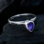 Indian Blue Sapphire Solitaire Korean 925 Silver Blue Gems Dainty Feminine Ring Jewelry