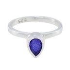 Indian Blue Sapphire Solitaire Korean 925 Silver Blue Gems Dainty Feminine Ring Jewelry