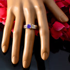 Indian Blue Sapphire Solitaire French 925 Silver Blue Gems Classic Fairytale Ring Jewellery