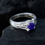 Indian Blue Sapphire Solitaire French 925 Silver Blue Gems Classic Fairytale Ring Jewellery