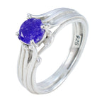 Indian Blue Sapphire Solitaire French 925 Silver Blue Gems Classic Fairytale Ring Jewellery
